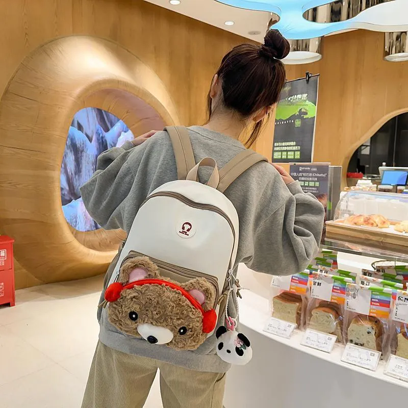 Deli Bear Nylon Backpack Women's Black \ Pink \ White \ Red \ White Khaki-13
