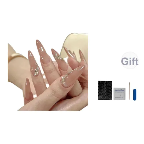OUYUJI Sunset Goddess Soft Gradient Coquette Style Sparkling Rhinestone Skin Flattering Premium Handmade False Nail