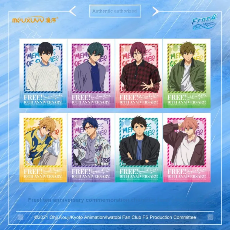 MOUXUYY Makoto Tachibana, Haruka Nanase Free 10th Anniversary Commemoration, Swim Men's Role Laser Photo Cards-12