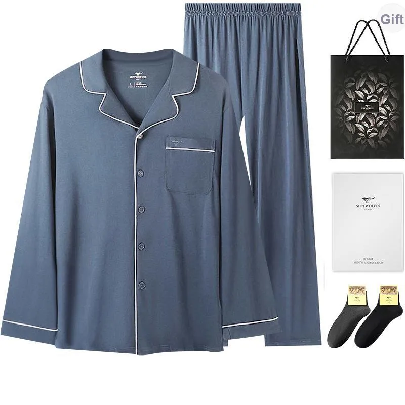 SEPTWOLVES Pajama Set Men's Gift Box Set+Shopping Bag