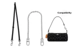 1.1 Black with Silver Buckle Adjustable Shoulder Strap 90-120cm+Silver Decorative Chain 40cm