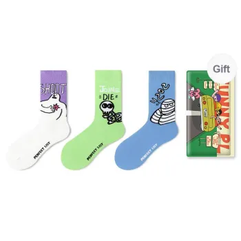 PL Mid Calf Socks Unisex Shopping Bag 3 Pack Mixed Color