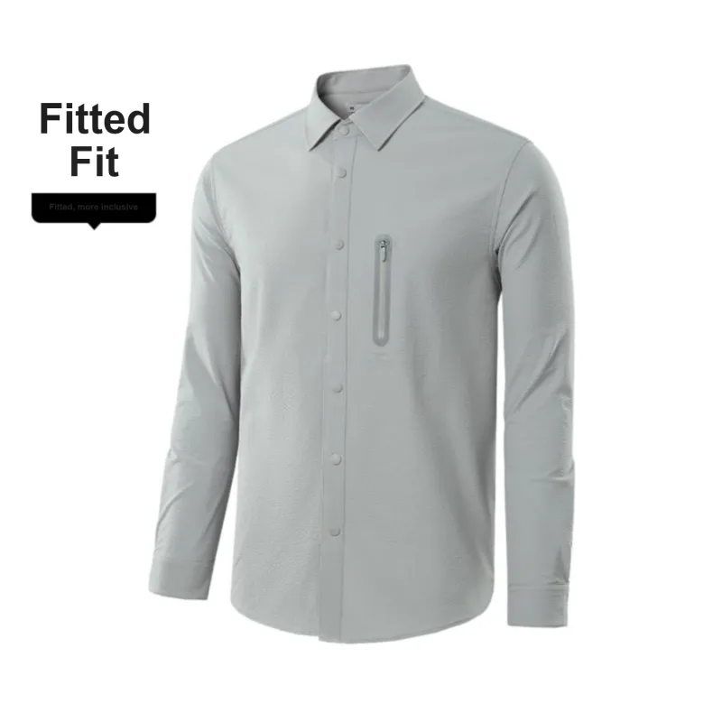 HLA Shirts Men Sun Protection Light Gray 40-2