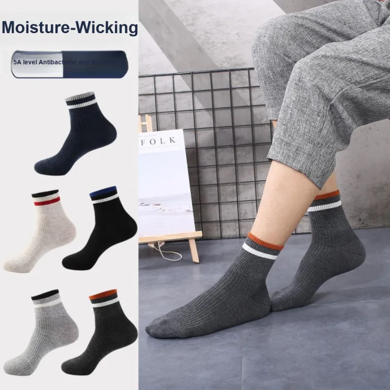 H YXIANG Mid Calf Socks Men's 5 Pack Multicolor-1