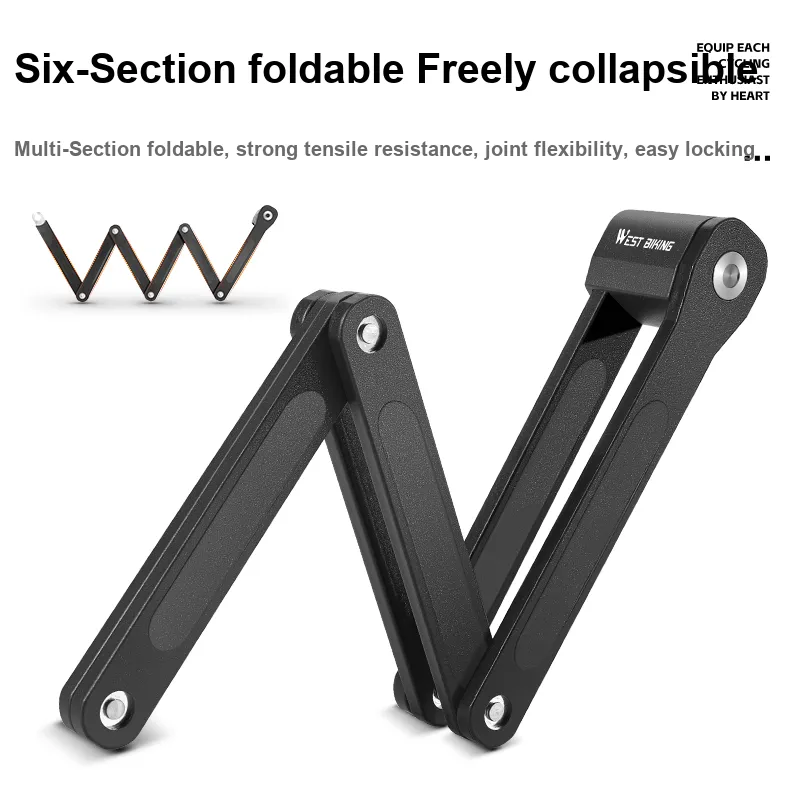 WEST BIKING Bicycle Locks Anti Rust Adjustable Folding Lock-2