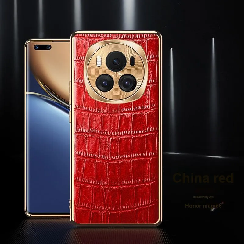 Mivana Leather Material Electroplated Genuine Leather Crocodile Pattern Phone Case Compatible With 'Magic6 Pro/Magic6'-8