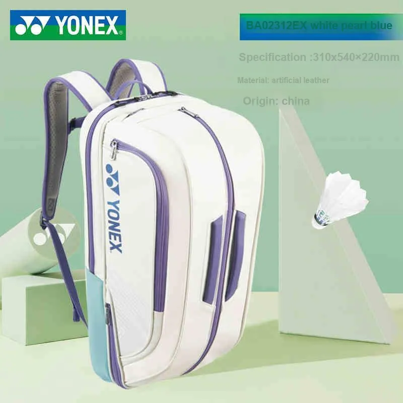 YONEX Badminton Racket Bags Sporty Style Backpack White Pearl Blue Unisex-2