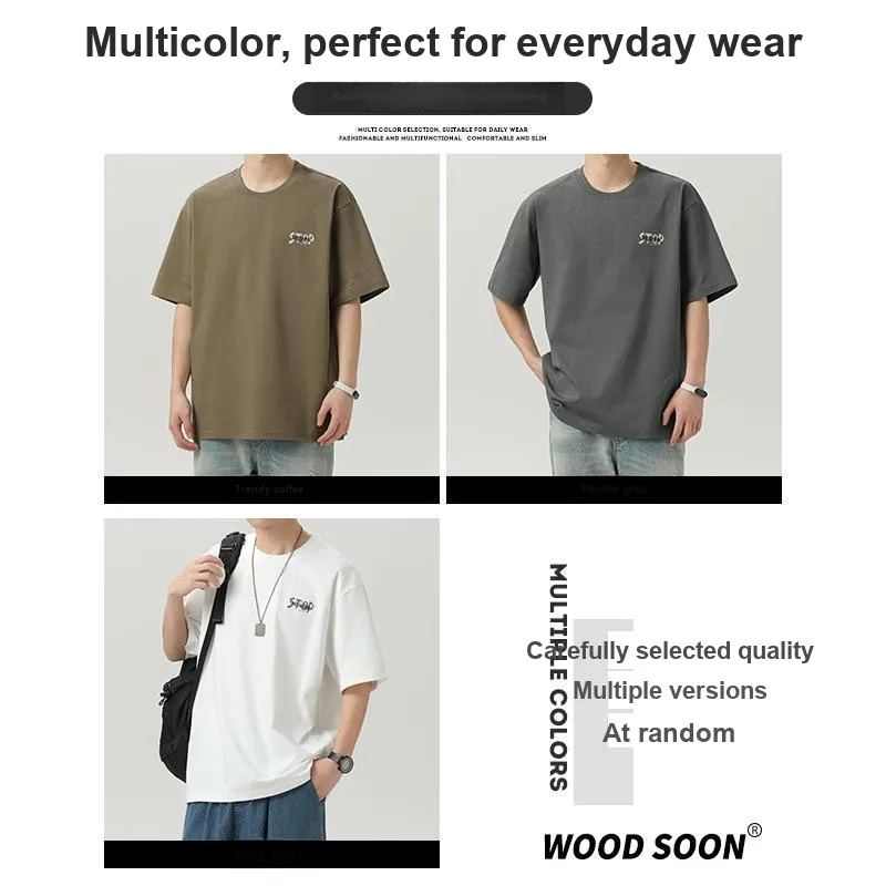 WOOD SOON Loose Fit Casual Cooling Heavyweight Men's Clothing Top Unisex-6