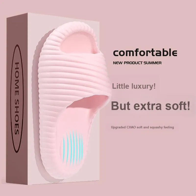 Foot Recreation Squashy And Bouncy Feeling Slippers Summer Indoor Home Platform Slip Resistant Bathroom Couple Slippers-2