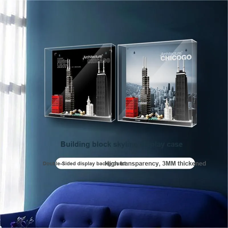 LIGHT YOUR BRICKS Compatibility Building Block Skyline Dual View Photo Frame Display Case Model Accessories-4