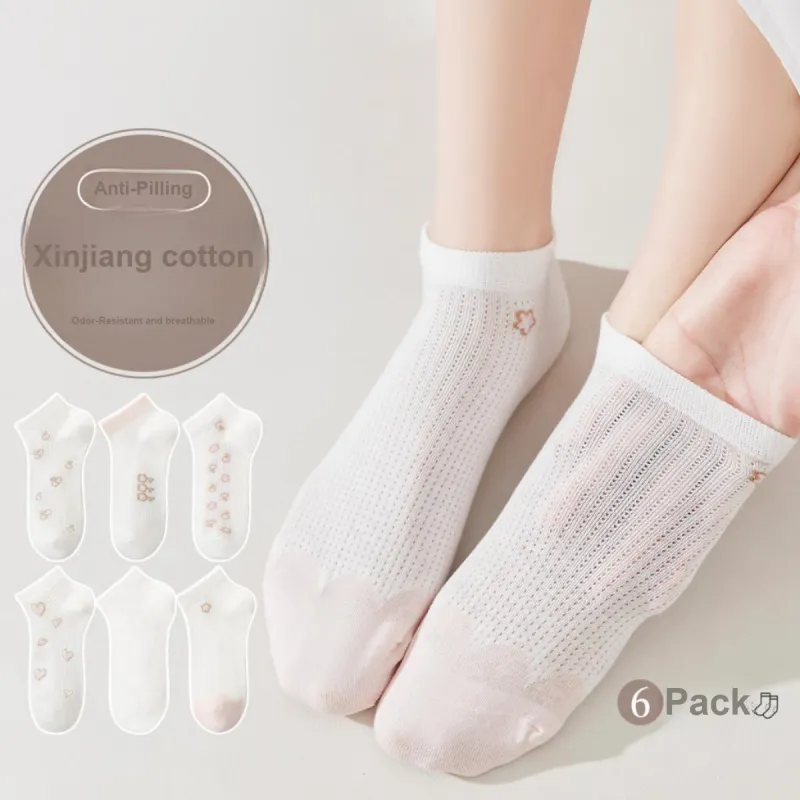 MIIOW No Show Socks Cooling Sweet Style Heart Moisture Wicking Slip Resistant Women's 6 Pack-4