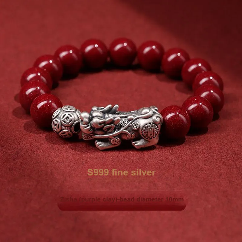 WUMZK Reconstructed Cinnabar Bracelets Unisex-8