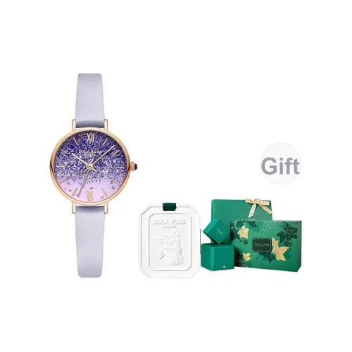 Lola Rose Women's Watch Кварцевый механизм Корова кожа Ремешок Фиолетовый Циферблат Женские часы