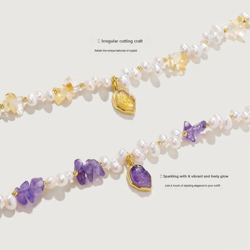 Amber Lollipop Iridescent Realm Pearl Necklaces Women's-1