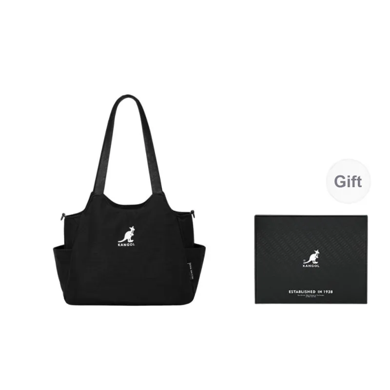 KANGOL Nylon Tote Bag, Shoulder Bag Medium Size Unisex Light Gray/Ivory White/Peach Pink/Black-11