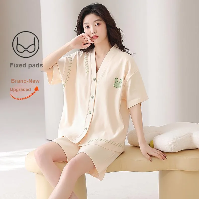 CHUDUAN Pajama Set Women's Apricot-1