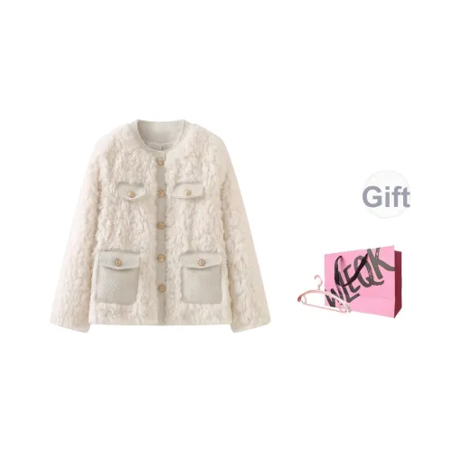 WLEQK Экрю Женские Меховые изделия