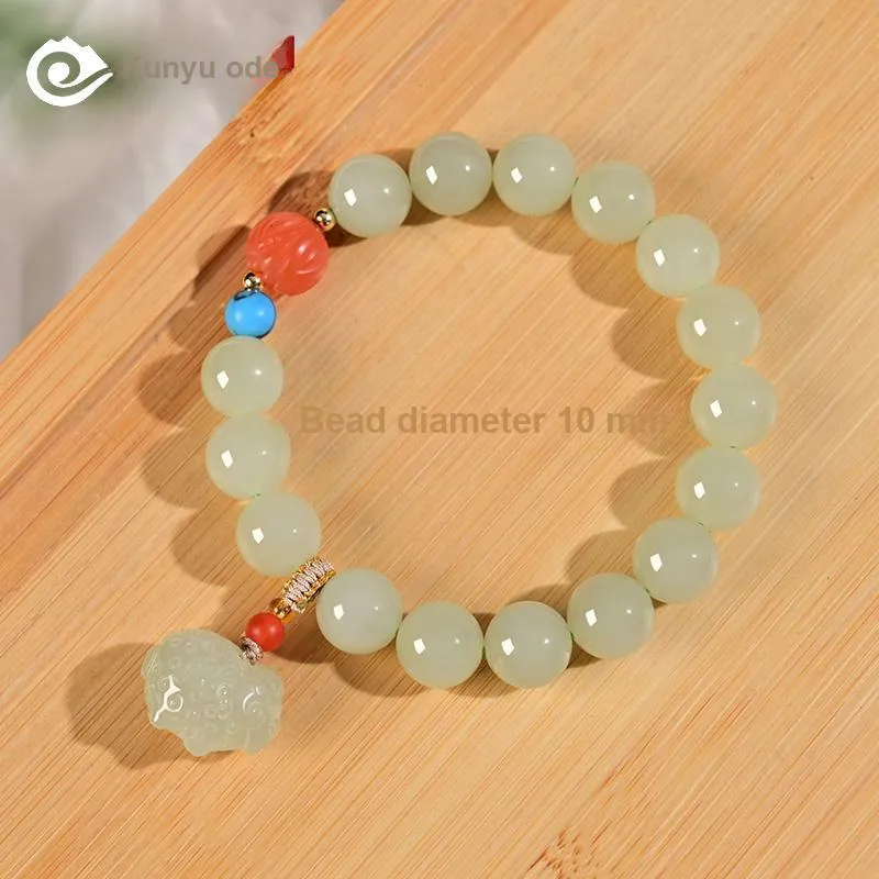 KUNYUYAO Chinese Zodiac Zodiac Year Bead Chain Beaded Bracelet White Jade Unisex-32