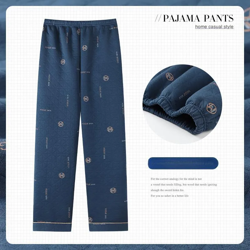 MIIOW Pajama Pants Men's Dark Blue Pattern-1