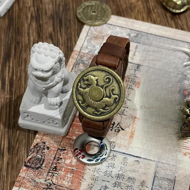 JIBAINANXI Copper Alloy Leather Wristbands Unisex-4