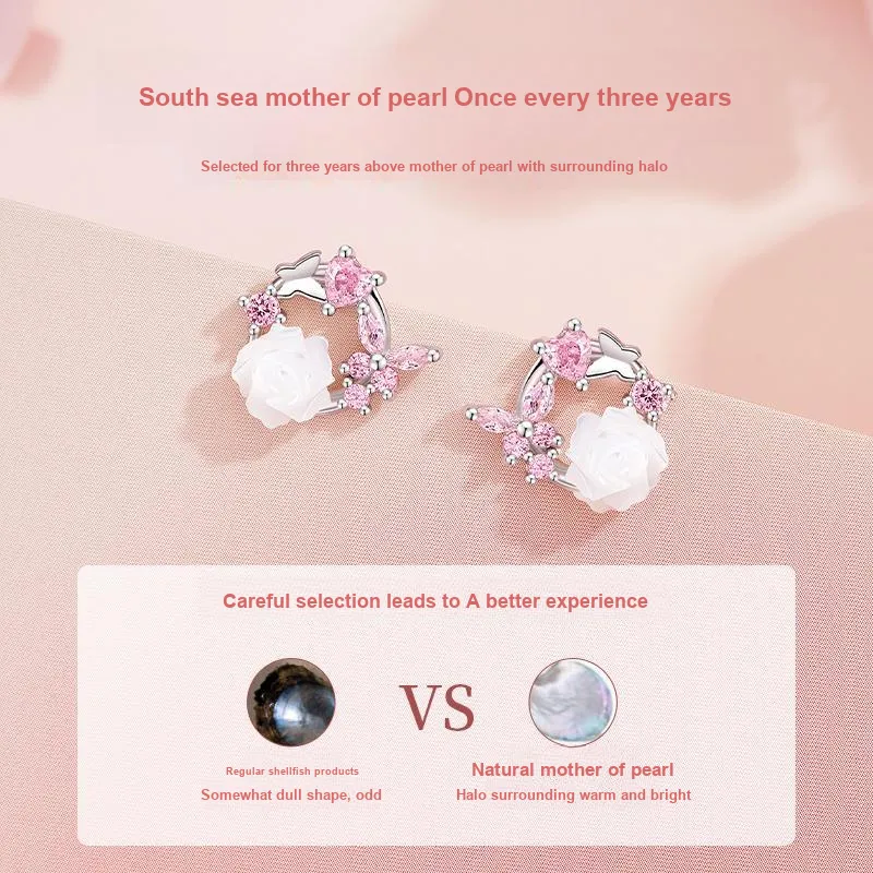 MOLADY S925 Silver Stud Earrings Women's-3