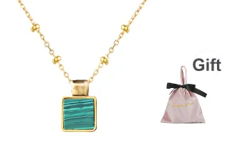 Wakfu Malachite Gold Plated Silver Necklaces Women's