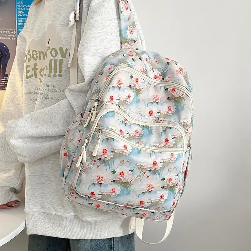 LUVISTRUE Nylon Backpack Regular Women's Green/Blue/Pink-9