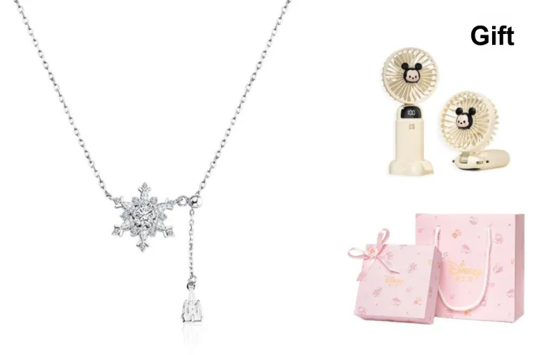 Disney S925 Silver Snowflake Necklace Women's-53