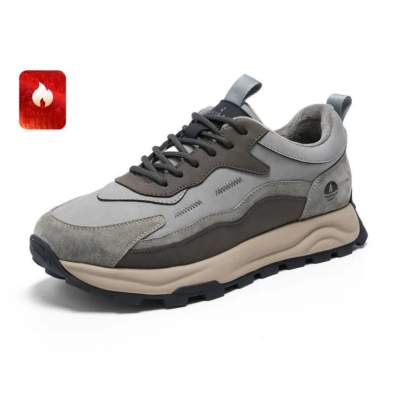 NAVIGARE Small Sailboat Fleece Lined Height Increasing Low Top Casual Shoes Men's Gray-1