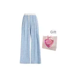 Blue Plaid Casual Pants+Box