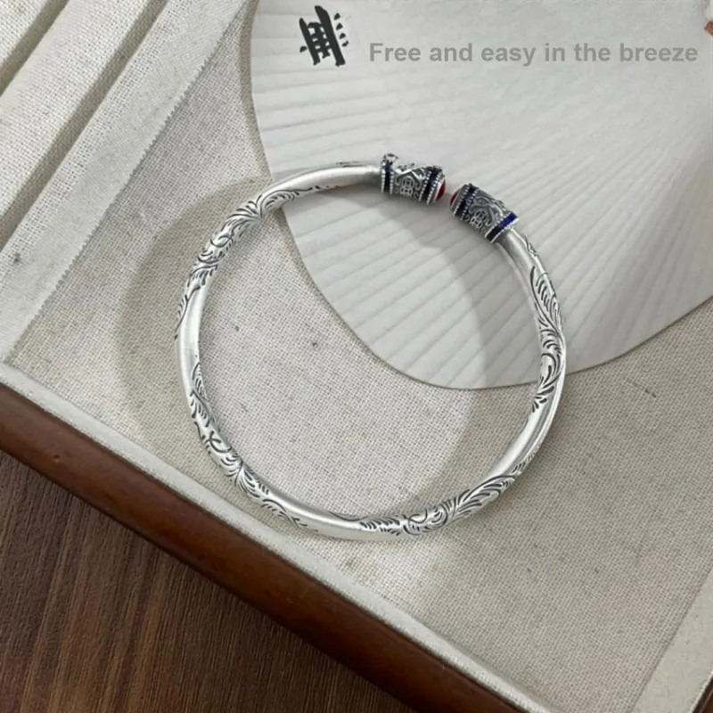 Brahmacharya 999 Fine Silver Bangles Women's-3