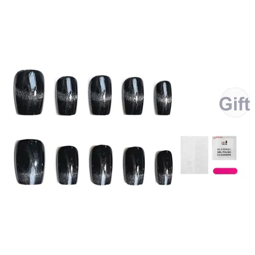 JIABITU Черный Французский Crescent Съемный False Nail Короткий LADDER Однотонный Smudge Новый китайский стиль