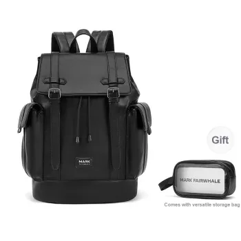 FAIRWHALE Synthetic Leather Backpack Laptop Bag Business Commute Bag Regular Men's Black