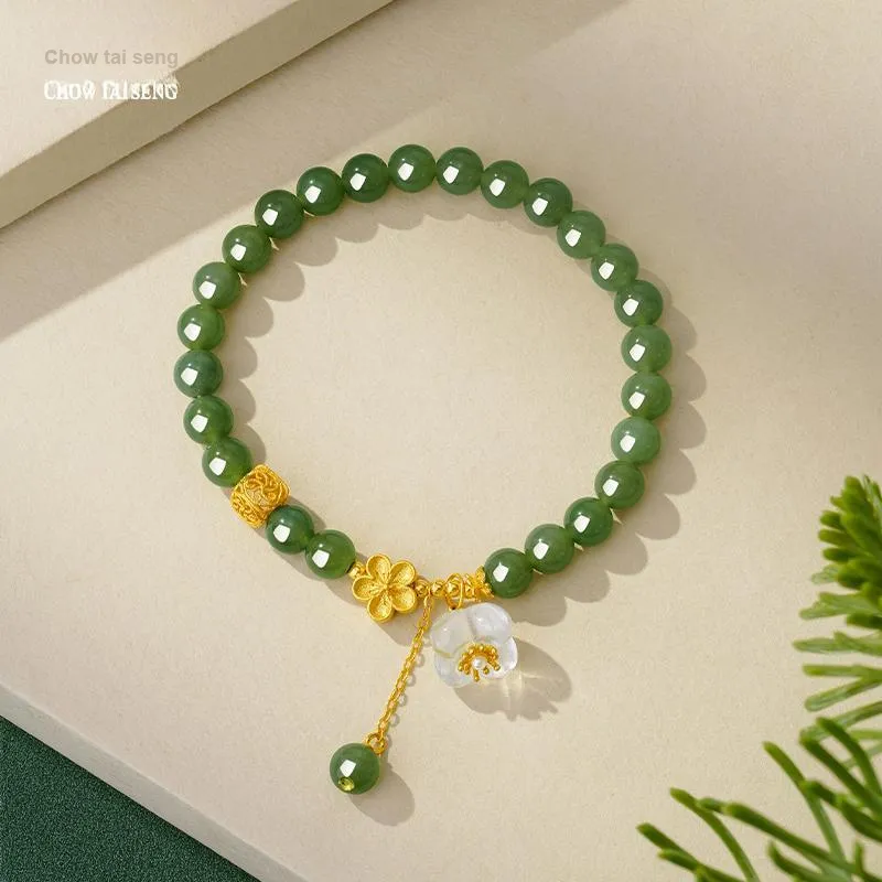 CHOW TAI SENG Hetian Jade Beads Hand Accessory Versatile #Good Luck Jasper Unisex-3