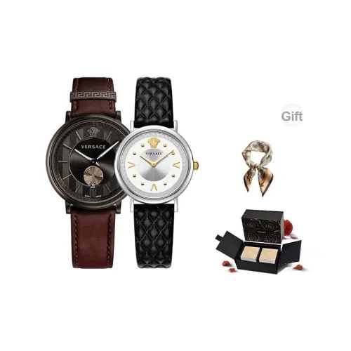VERSACE Кварцевые наручные часы Коричневый циферблат Унисекс Ограниченная серия Удача Коробка + шелковый шарф