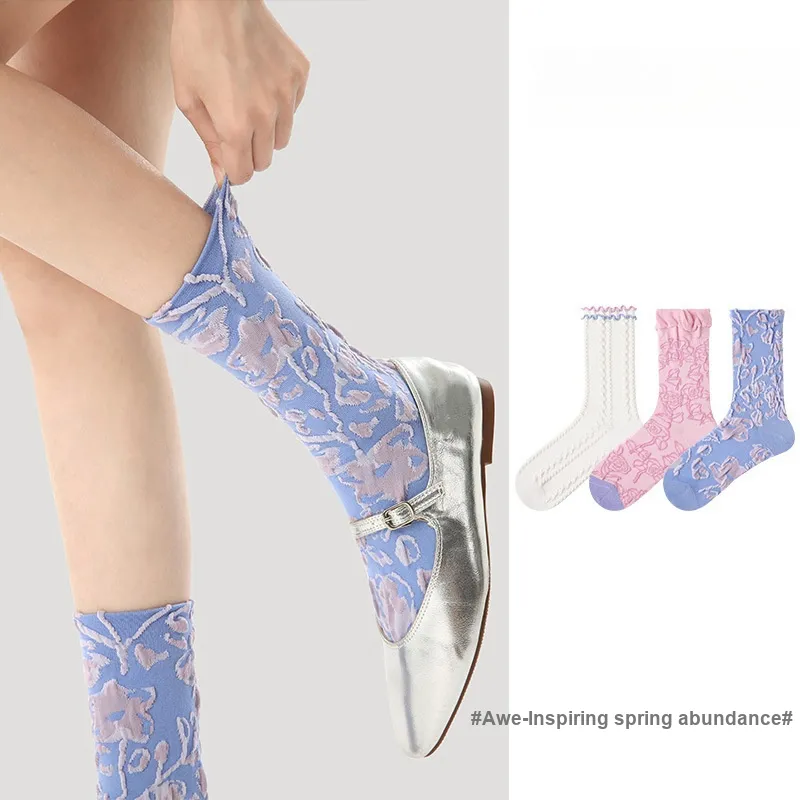 Vine Color Mid-Calf Socks Unisex 3 Pack Spring In Full Bloom-1