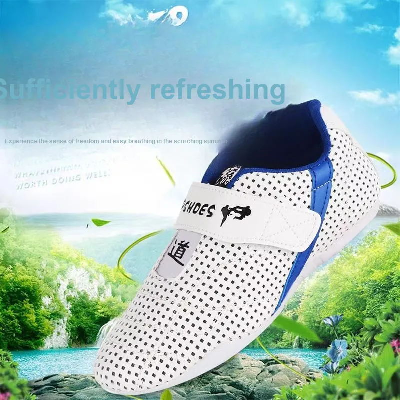 Competition Anti Slip And Wear Resistant Lightweight Low Top Taekwondo Shoes Unisex White-4