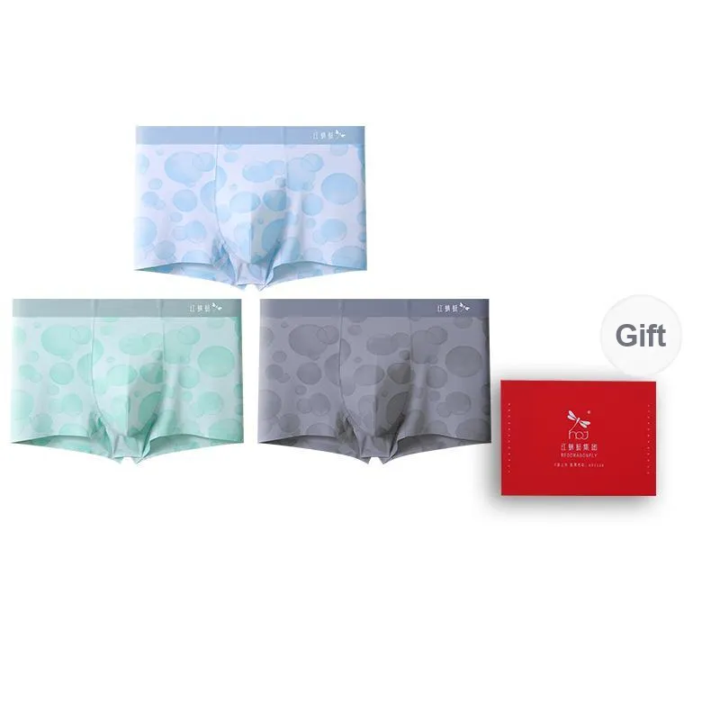 RED DRAGONFLY Ice Silk Boxer Briefs Men's 3 Pack Gift Box Set-4