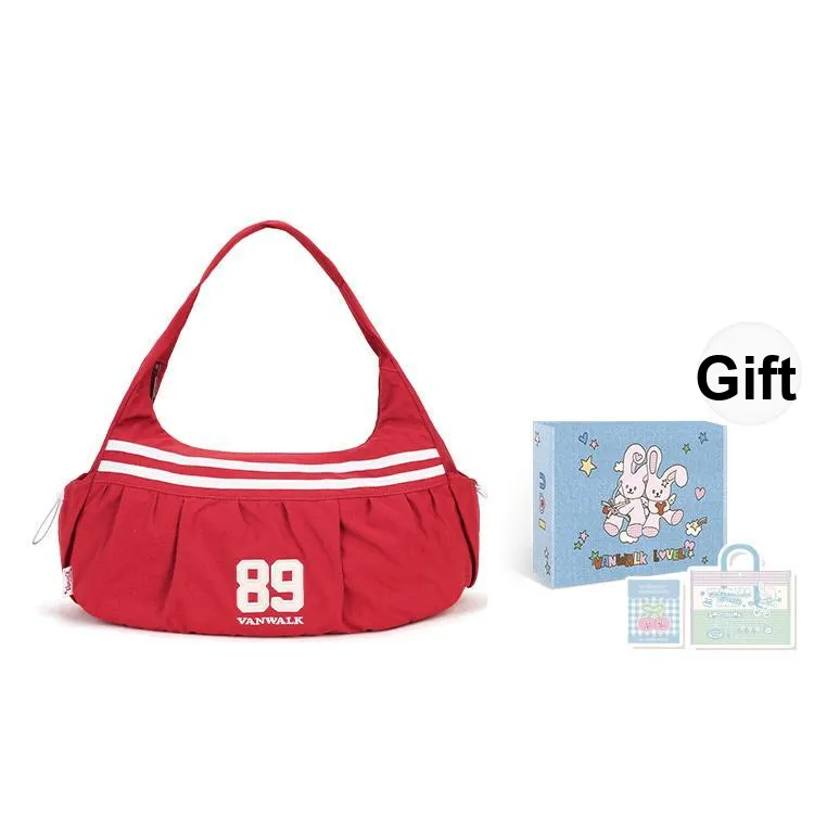 VANWALK Nylon Cloud Bag, Shoulder Bag Tubas Women's Black/White/Red-13