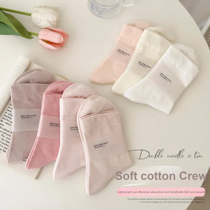 XXLLG Spring And Fall Mid Calf Socks Women's 4 Pack-3