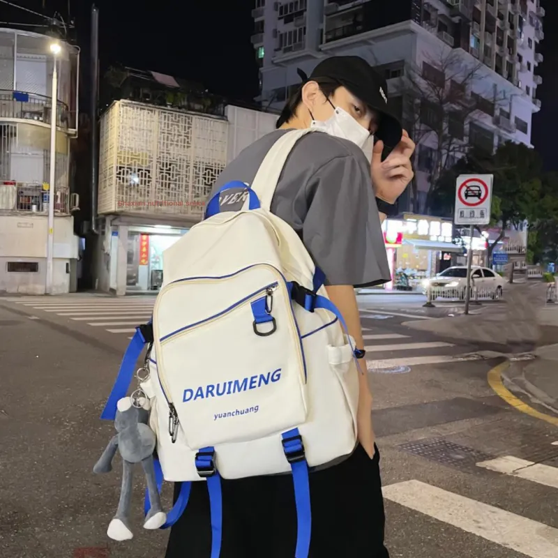 URBAN FOREST Nylon Backpack Unisex Blue/Red/Black/White-20