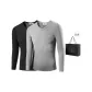 Men's V-Neck Top (Light Heather Gray+Elegant Black) Fleece-Lined Thermal/Thickened Temperature Locking