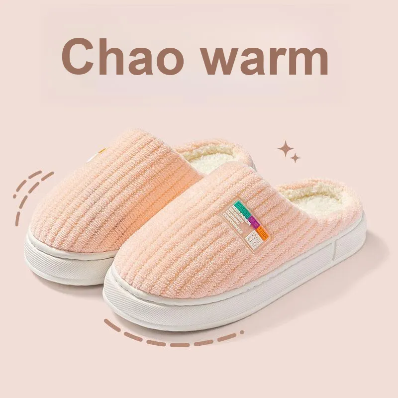 Foot Recreation Winter Minimalist Style Comfortable Warm Slip Resistant Soft Sole Home Cotton Slippers Unisex-6