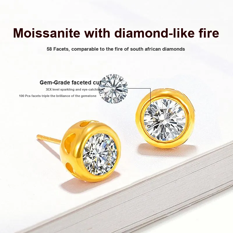 DAIRUO 18K Gold Stud Earrings Unisex-1