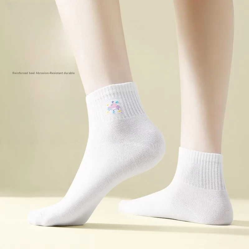 H YXIANG Ankle Socks Women's 5 Pack White-3