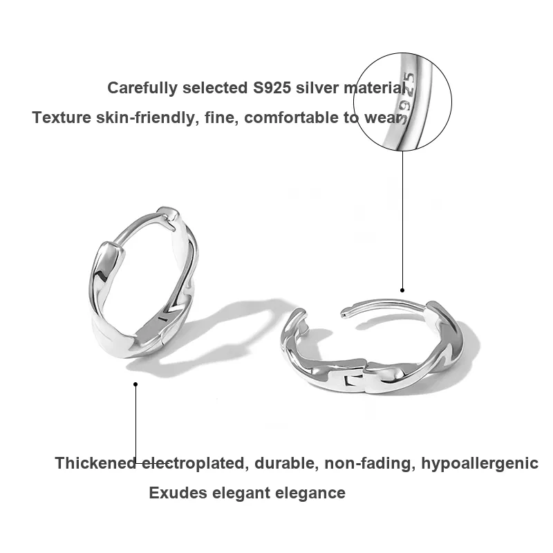 DAIRUO S925 Sterling Silver Stud Earrings Women's-2