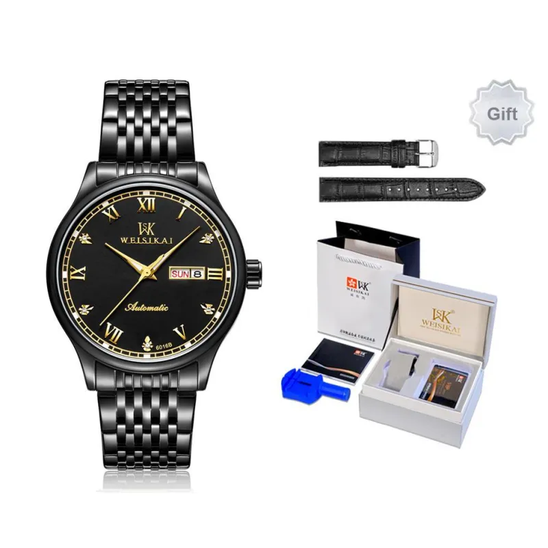 WSK Automatic Mechanical Movement Stainless Steel Strap Men's Watches Blue Dial-6