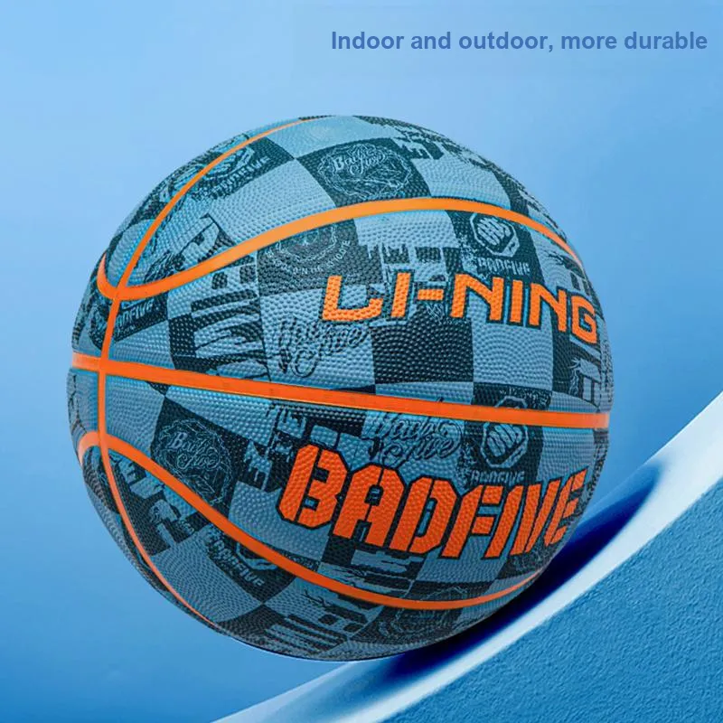 LiNing Rubber Basketball Blue Size 5 Size 7 Training Unisex-3
