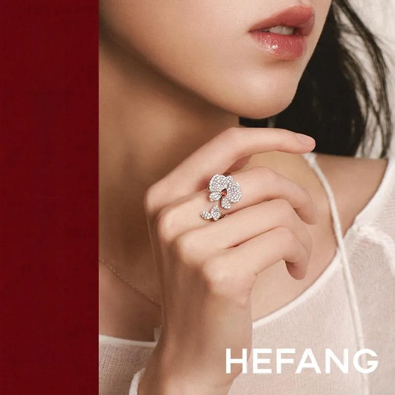 HEFANG All Things Spiritual Collection 925 Sterling Silver Moth Orchid Ring Women's-1
