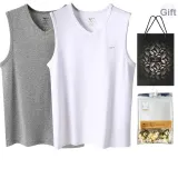 V-Neck 2 Pack (White+Heather Gray) 2 Pcs, Easy to Wash!